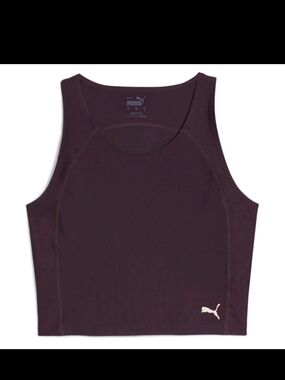 Puma Eggplant Plum Crop Tank with Small  Logo Ecoknit